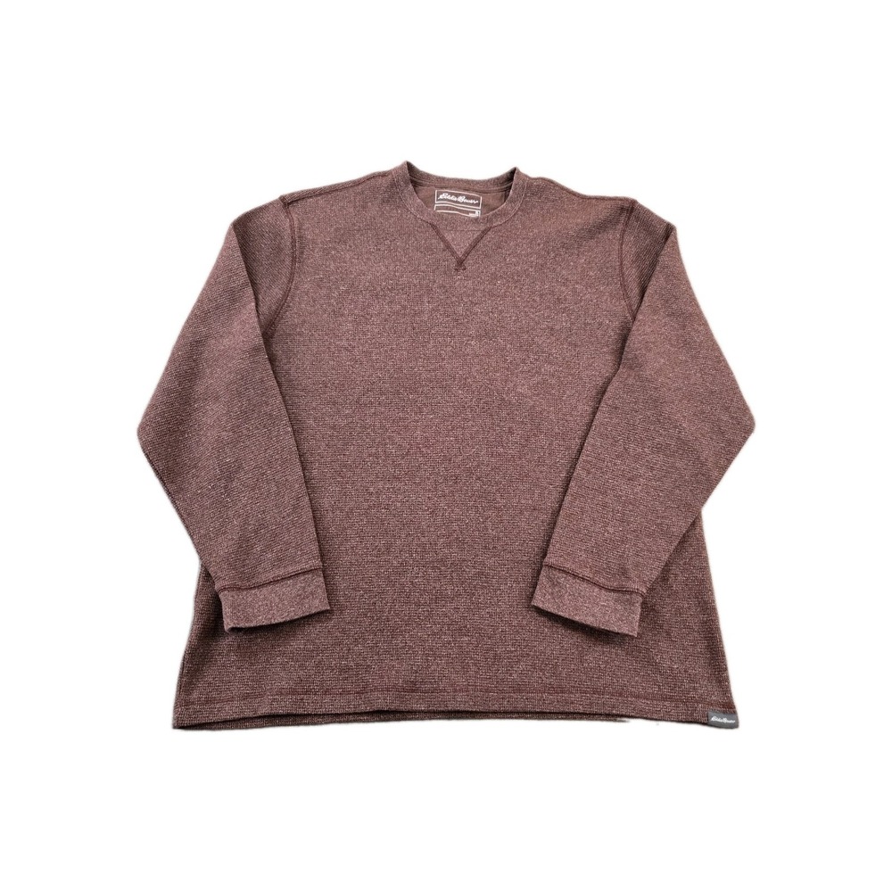 Eddie Bauer Men's Long Sleeve Sweater Tight Waffle Knit Rust Size XL